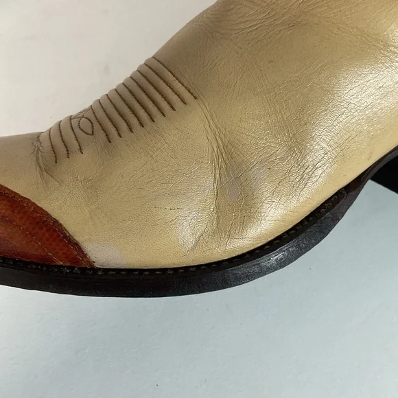 Vintage Tony Lama Urban Cowboy Boots | Teju Lizard Wingtip | Gold Label | 10 D - Picture 13 of 16